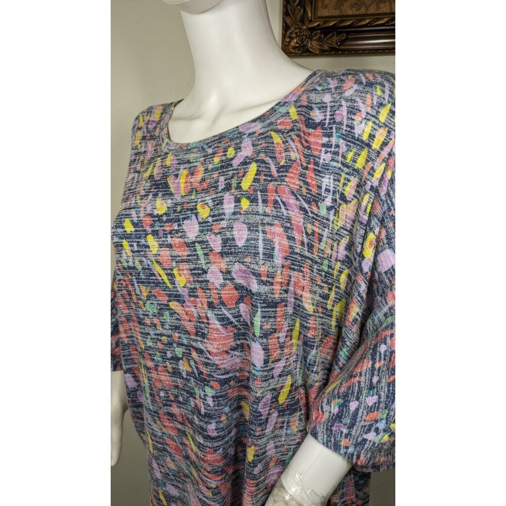 Westbound Women's Multi Color Pastel Confetti Short Sleeve Blouse Plus Size 3X - Picture 2 of 12